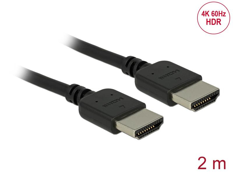 Delock Kabel hochflexibel, 4K 60Hz HDMI - HDMI, 2 m, Schwarz