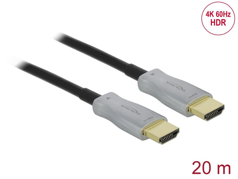 Delock Optisches Kabel 4K 60Hz HDMI - HDMI, 20 m, Schwarz