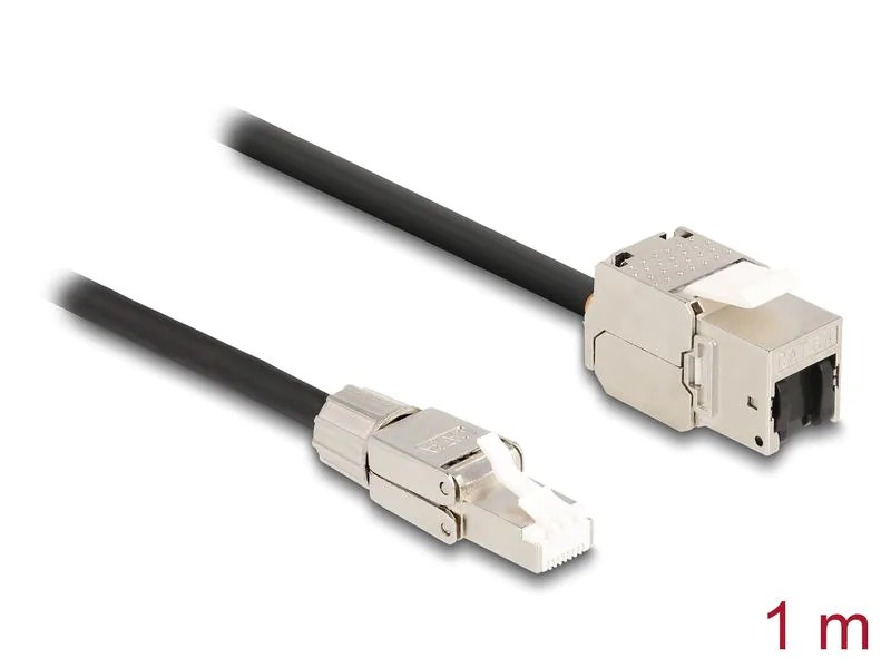 Delock Patchkabel RJ45 zu Keystone Cat 6A, S/FTP, 1 m
