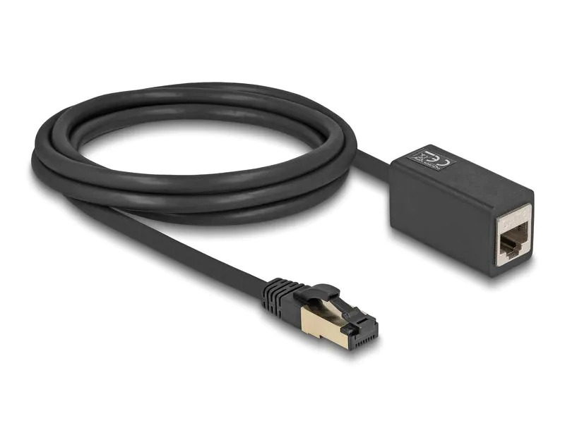 Delock Patchkabel Verlängerungskabel Cat 8.1, S/FTP, 2 m, Schwarz