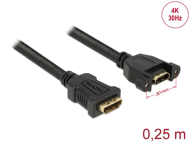 Delock Verlängerungskabel zum Einbau, 4K 30Hz HDMI - HDMI, 0.25 m
