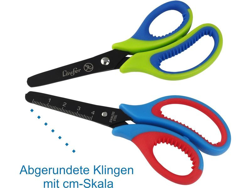 Läufer Kinderschere 13 cm, Edelstahl, Rechtshänder, Grün/Blau