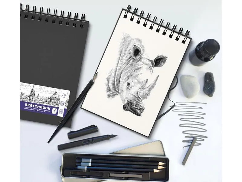 Oxford Schreibblock Skizzenbuch A4, Schwarz