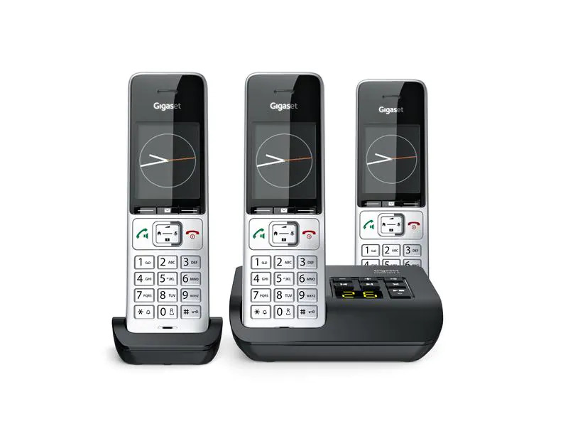 Gigaset Schnurlostelefon Comfort 500A Trio Schwarz/Silber