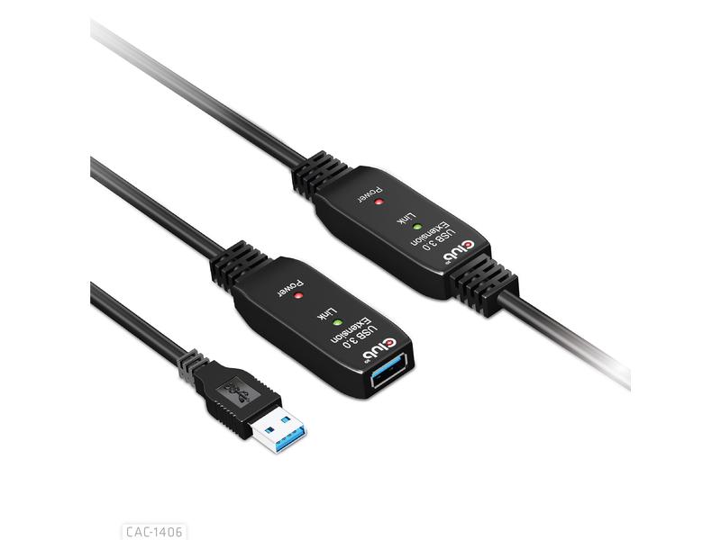 Club 3D USB 3.2 Gen.1-Verlängerungskabel USB-A – USB-A 15 m Schwarz