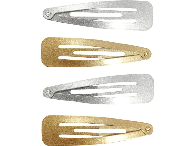 Creativ Company Haarclip Gold/Silber 6.6 x 1.7 cm, 4 Stück