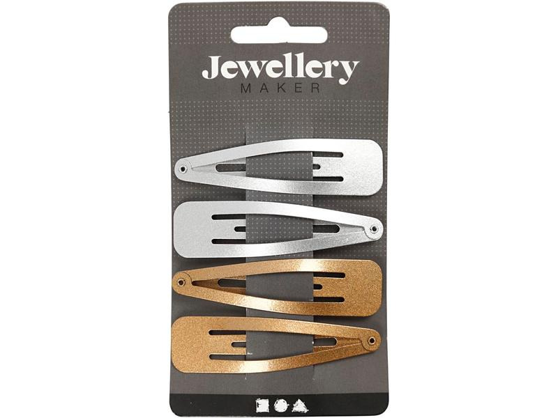 Creativ Company Haarclip Gold/Silber 6.6 x 1.7 cm, 4 Stück