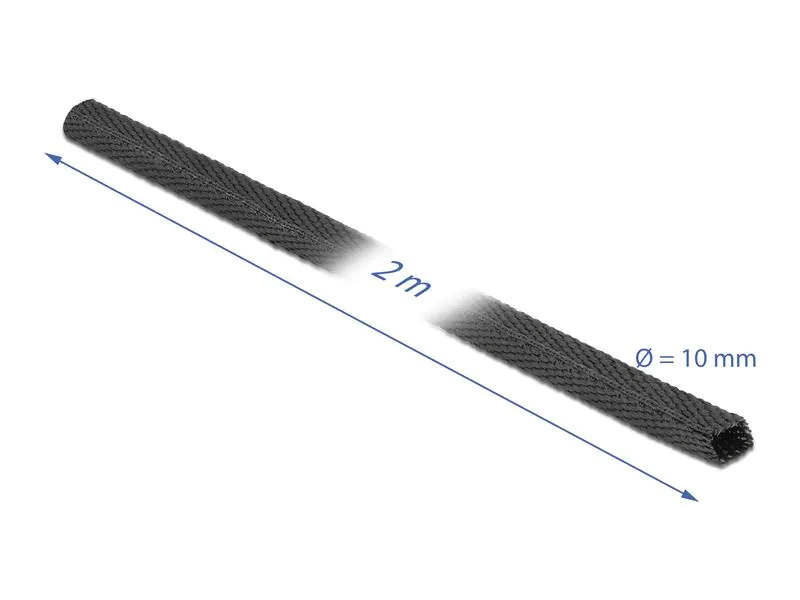 Delock Gewebeschrumpfschlauch 2 m x 10 mm Schwarz