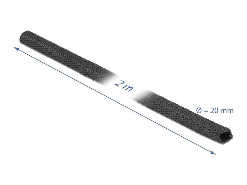 Delock Gewebeschrumpfschlauch 2 m x 20 mm Schwarz