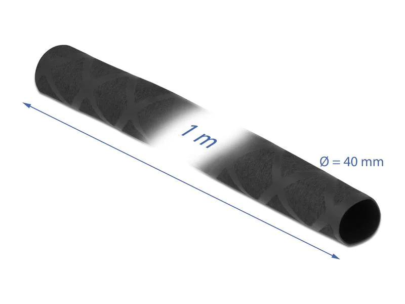 Delock Schrumpfschlauch X-Muster rutschfest 1 m x 40 mm Schwarz