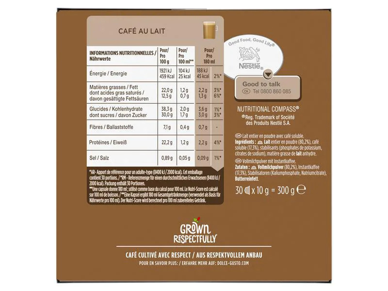 Nescafé Kaffeekapseln Dolce Gusto Café Au Lait 30 Stück