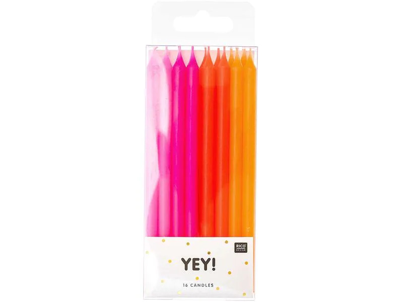 Rico Design Kerze Geburstag 16 Stück, Neon
