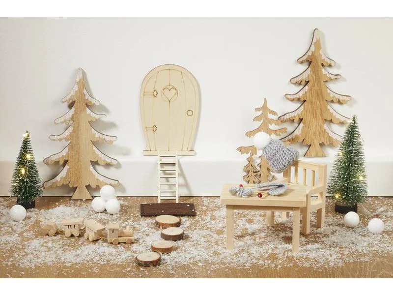 HobbyFun Mini-Utensilien Tanne mit LED, 8 cm