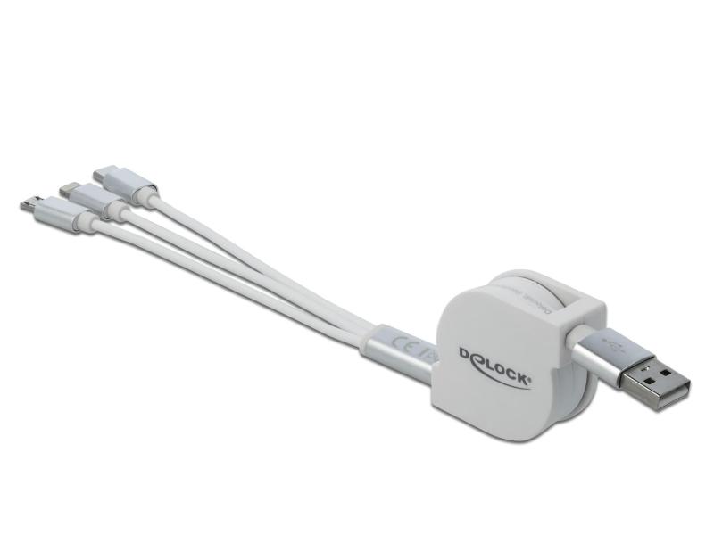 Delock USB 2.0-Kabel USB A – Lightning/Micro-USB B/USB C 0.82 m