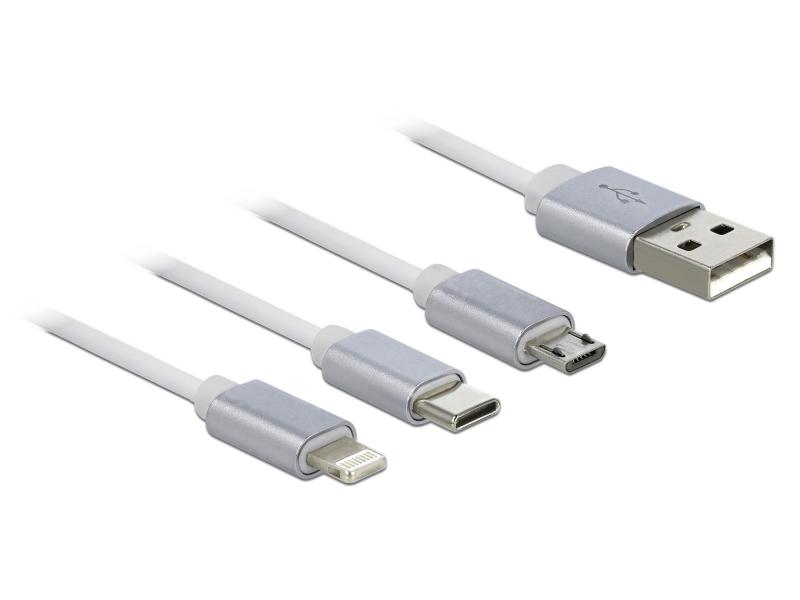 Delock USB 2.0-Kabel USB A – Lightning/Micro-USB B/USB C 0.82 m