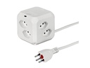 STEFFEN Steckdosenwürfel CUBE 8x T13 + 1x USB-C PD 18 W, Weiss