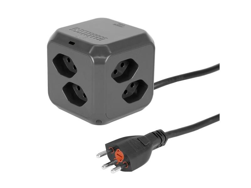 STEFFEN Steckdosenwürfel CUBE 8x T13 + 1x USB-C PD 18 W, Anthrazit