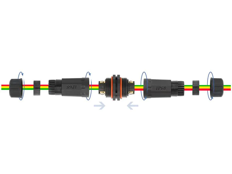 Delock Verbindungsmuffe IP68, 3 Pin, 4.5 - 7.5 mm schwarz