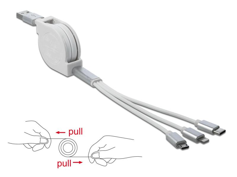 Delock USB 2.0-Kabel USB A – Lightning/Micro-USB B/USB C 0.82 m
