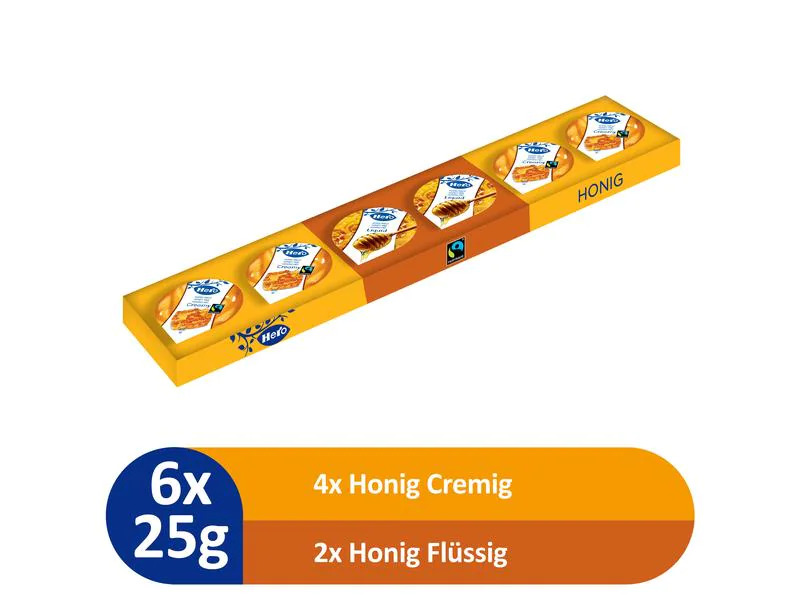 Hero Portionen Blütenhonig flüssig und crémig 6 x 25 g