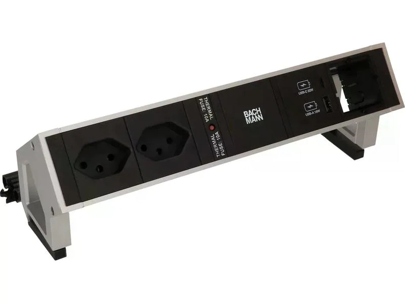 Bachmann Tischsteckdosenleiste DESK 2, 2x T13, 1x USB A/C, 1x Leer