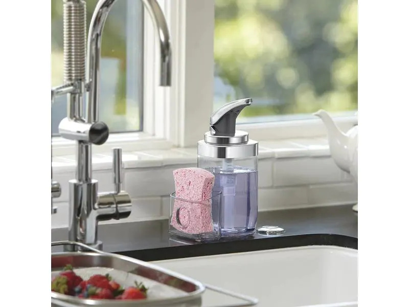 Simplehuman Seifenspender mit Caddy 650 ml, Silber/Transparent