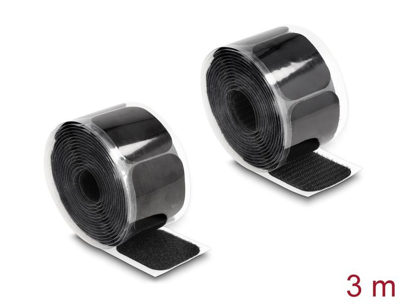 Delock Klettpad auf Rolle selbstklebend Schwarz, 3 m