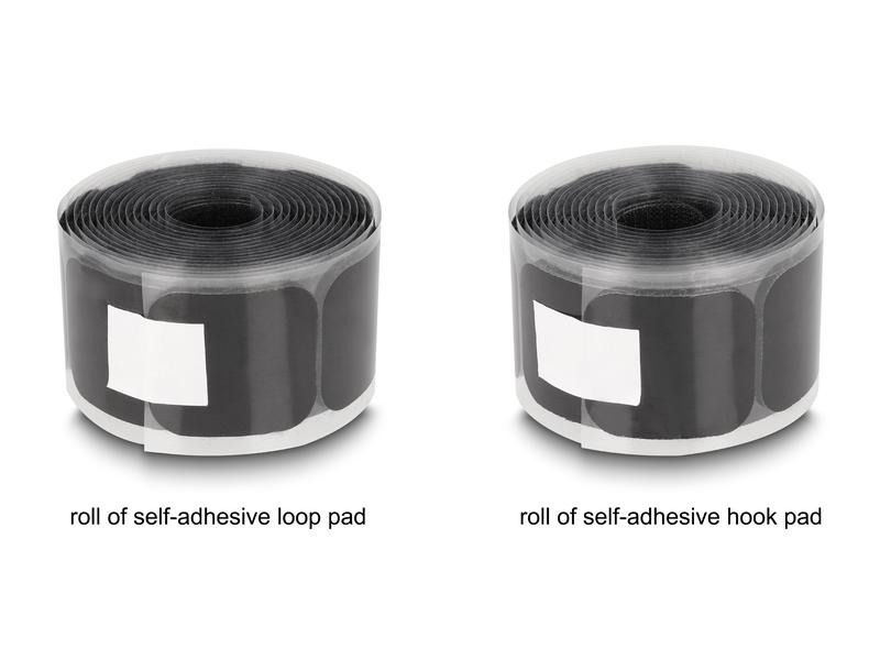 Delock Klettpad auf Rolle selbstklebend Schwarz, 3 m