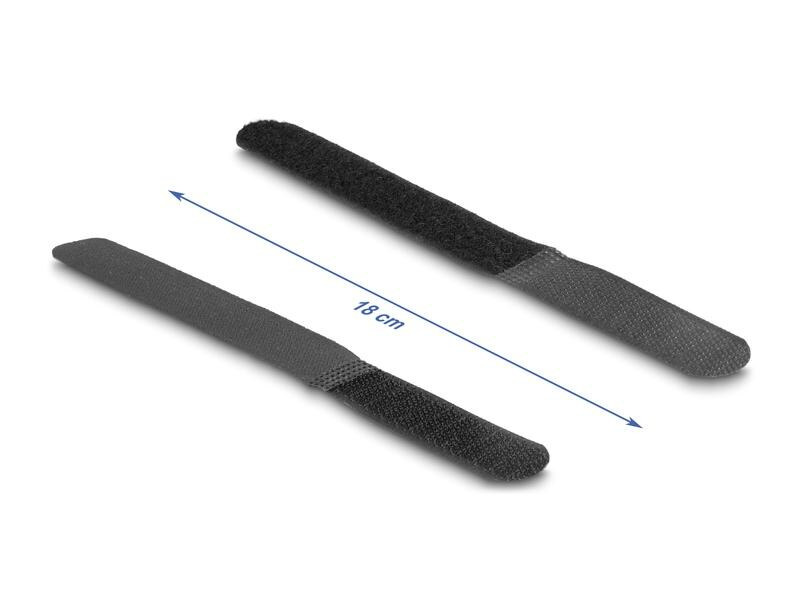 Delock Klettkabelbinder Schwarz 180 mm x 20 mm, 10 Stück