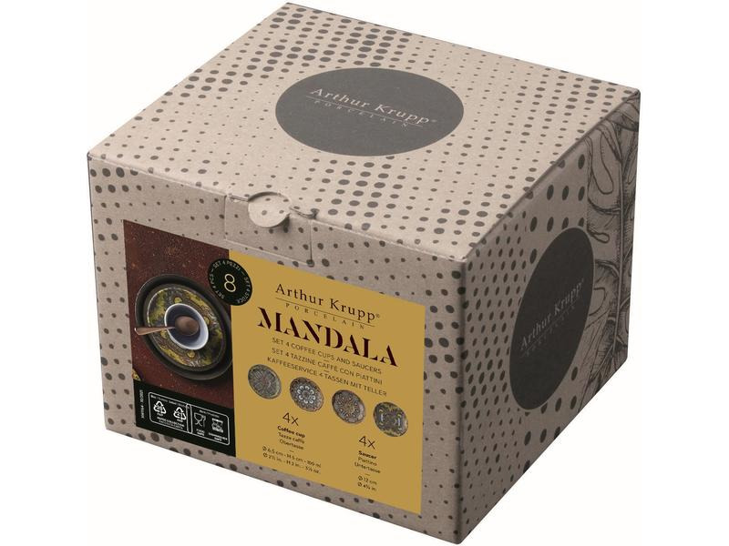 Arthur Krupp Espresso Becher Mandala 100 ml, 4 Stück, Mehrfarbig