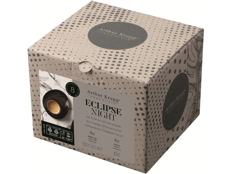 Arthur Krupp Espresso Becher Eclipse Night 100 ml, 4 Stück, Schwarz