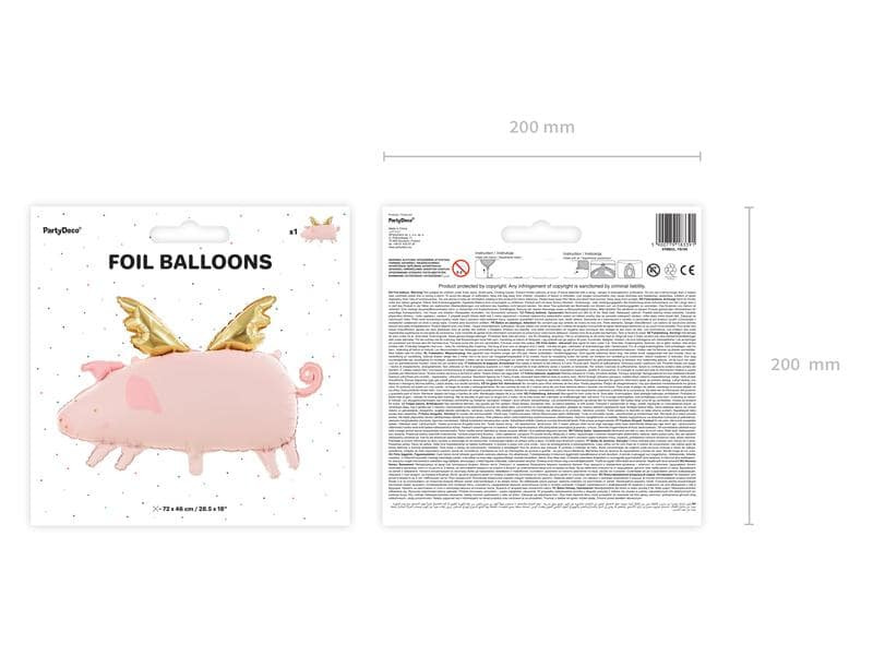 Partydeco Folienballon Schwein 72 x 46 cm, Rosa