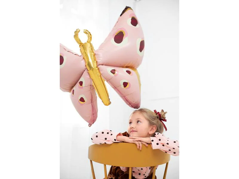 Partydeco Folienballon Schmetterling 120 x 87 cm, Gold/Rosa
