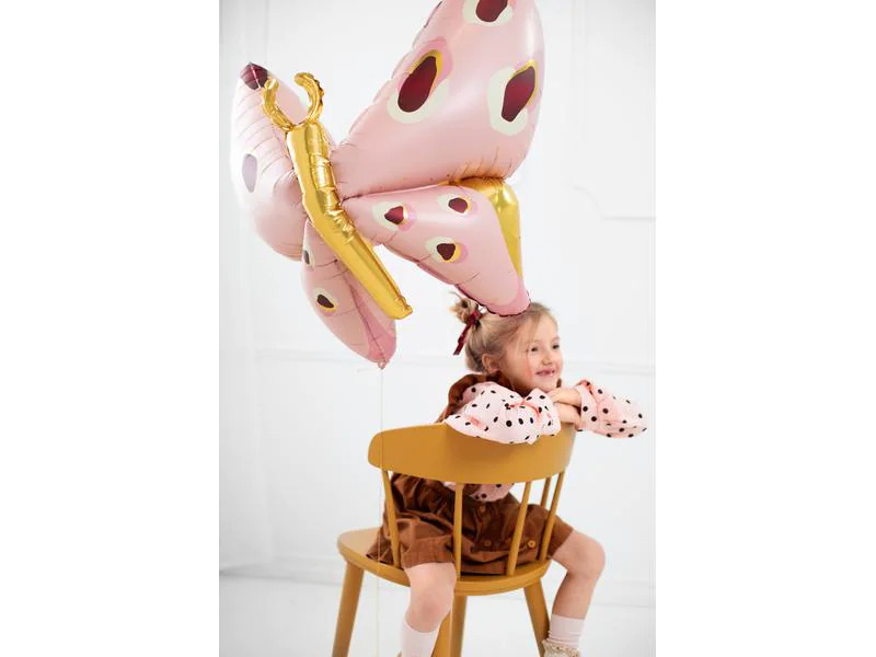 Partydeco Folienballon Schmetterling 120 x 87 cm, Gold/Rosa