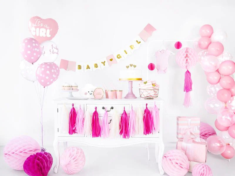 Partydeco Folienballon Its a girl Rosa/Weiss, Herzförmig