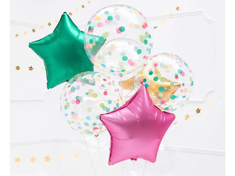 Partydeco Folienballon Mehrfarbig/Transparent, mit farbigen Konfettis