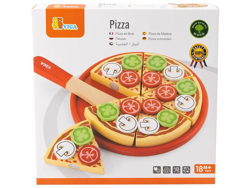 Viga Spiel-Lebensmittel Spielpizza aus Holz