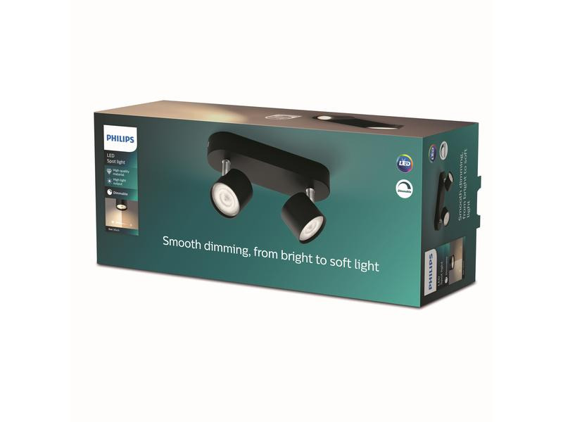 Philips Aufbauspot Star, 2 x 4.5W, 2700K, Schwarz