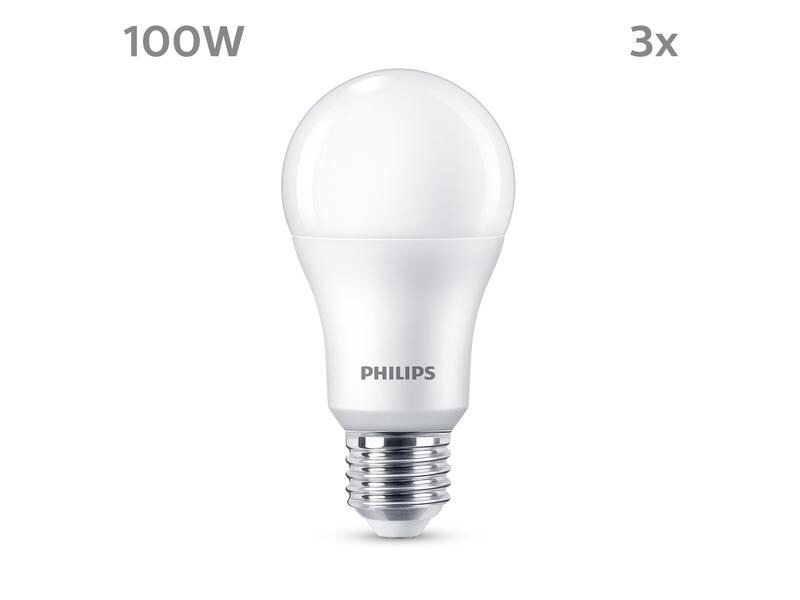 Philips Lampe (100W), 13W, E27, Warmweiss, 3 Stück
