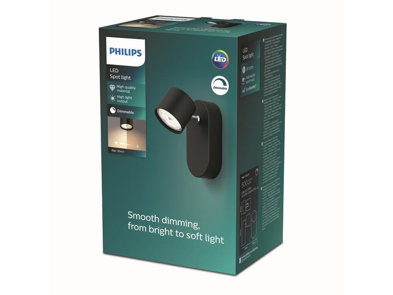Philips Aufbauspot Star, 4.5W, 2700K, Schwarz
