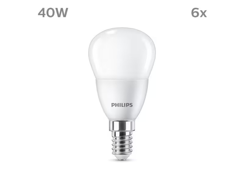 Philips Lampe (40W), 4.9W, E14, Warmweiss, 6 Stück