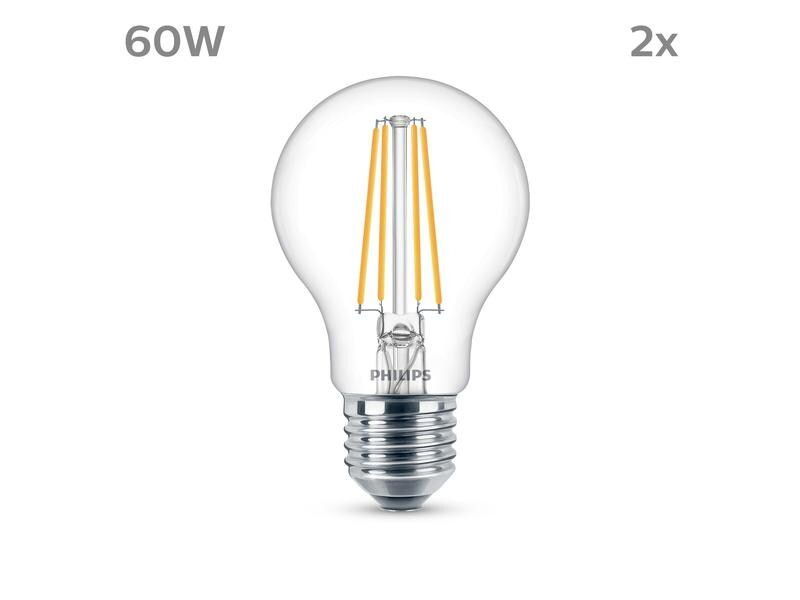 Philips Lampe (60W), 7W, E27, Neutralweiss, 2 Stück
