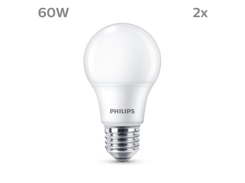 Philips Lampe (60W), 8W, E27, Warmweiss, 2 Stück