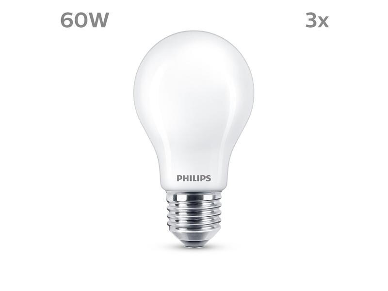 Philips Lampe (60W), 7W, E27, Warmweiss, 3 Stück