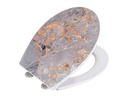 Wenko Toilettensitz Grey Marble Absenkautomatik, Gelbgold/Grau