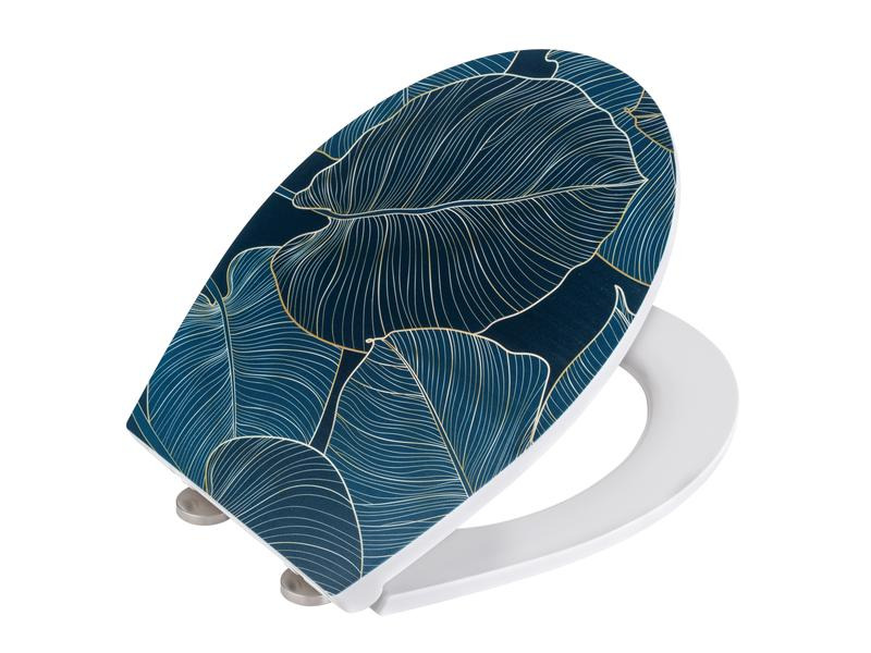 Wenko Toilettensitz Big Leaves Absenkautomatik, Blau/Grün