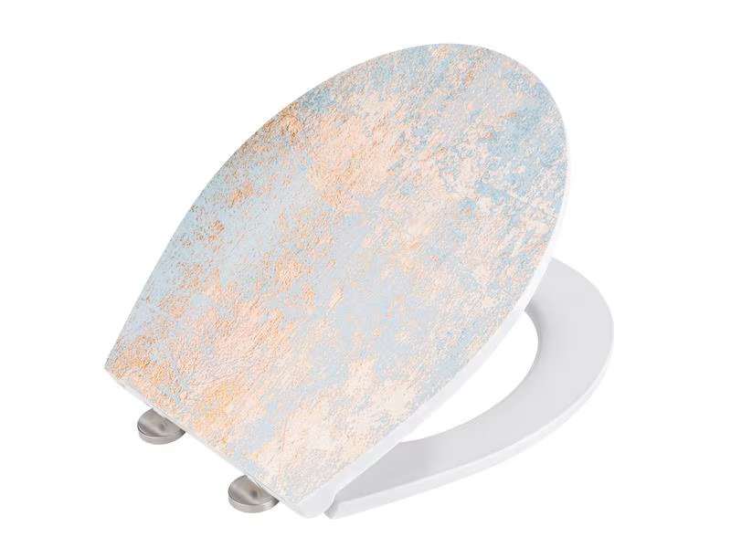 Wenko Toilettensitz Agate Absenkautomatik, Gold/Weiss