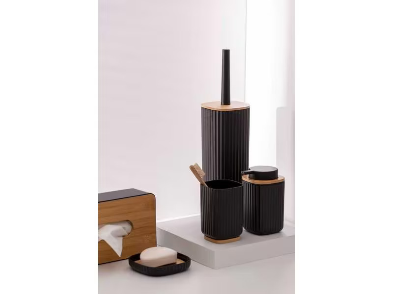 Wenko Kosmetiktuchbox Rotello Nature/Schwarz, Bambus/Kunststoff