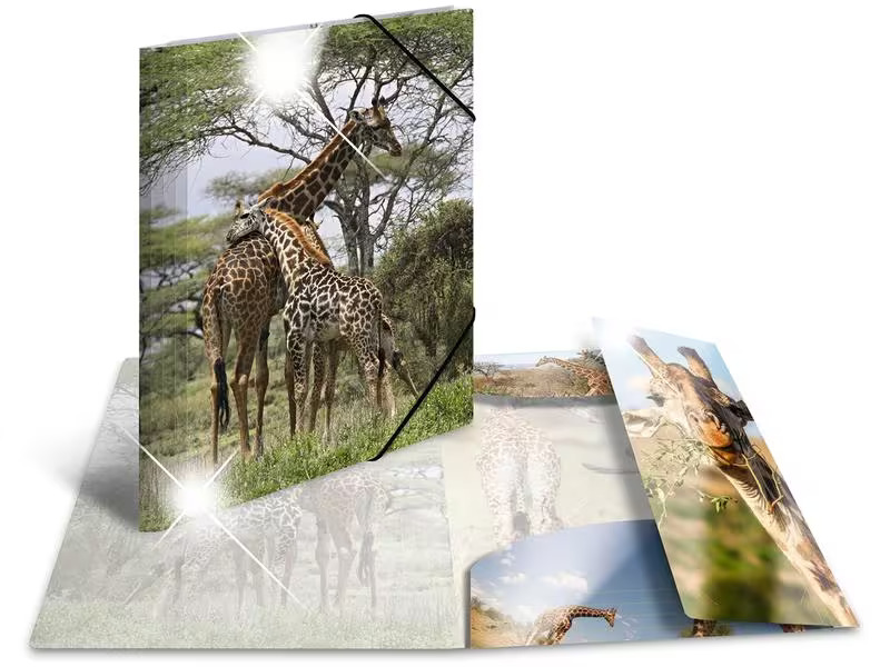 HERMA Gummibandmappe A4 Giraffe, Polypropylen, mit Innendruck