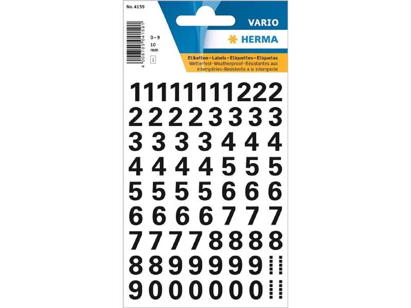 Herma Stickers Mini-Etiketten Zahlen 0 - 9, 10 mm, 1 Blatt